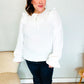 Eyes On You Ivory Ribbon Tie Bow Square Neck Ruffle Bubble Sleeve Blouse