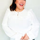 Eyes On You Ivory Ribbon Tie Bow Square Neck Ruffle Bubble Sleeve Blouse