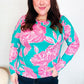 Find Love Aqua/Pink Fitted Floral Print Buttery Soft Knit Top