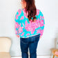 Find Love Aqua/Pink Fitted Floral Print Buttery Soft Knit Top