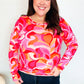 Find Love Red/Pink Fitted Floral Print Buttery Soft Knit Top