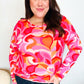 Find Love Red/Pink Fitted Floral Print Buttery Soft Knit Top