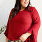 Falling In Love Rust Hi-Lo Ruffle Sleeve Woven Top
