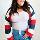 Simply Patriotic Red White & Blue Striped Crochet Cardigan