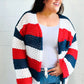 Simply Patriotic Red White & Blue Striped Crochet Cardigan