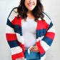 Simply Patriotic Red White & Blue Striped Crochet Cardigan