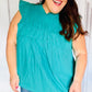 Love Life Cotton Turquoise Frill Mock Neck Flutter Sleeve Top