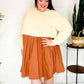 Bedazzled Cream & Rust Pleated Skirt French Terry Cotton Dress