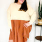 Bedazzled Cream & Rust Pleated Skirt French Terry Cotton Dress
