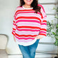Follow Me Red/Pink Loose Knit Stripe Ribbed Pullover