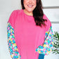 Lock Eyes Pink & Floral Bubble Sleeve French Terry Pullover