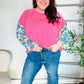 Lock Eyes Pink & Floral Bubble Sleeve French Terry Pullover