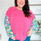 Lock Eyes Pink & Floral Bubble Sleeve French Terry Pullover