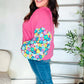 Lock Eyes Pink & Floral Bubble Sleeve French Terry Pullover