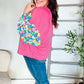 Lock Eyes Pink & Floral Bubble Sleeve French Terry Pullover