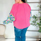 Lock Eyes Pink & Floral Bubble Sleeve French Terry Pullover