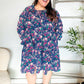 Feeling Joyful Navy Floral Bow Tie Babydoll Long Ruffle Sleeve Dress