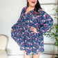 Feeling Joyful Navy Floral Bow Tie Babydoll Long Ruffle Sleeve Dress