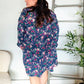 Feeling Joyful Navy Floral Bow Tie Babydoll Long Ruffle Sleeve Dress
