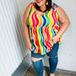 Multicolor Wavy Stripe Shoulder Tie Detail Top