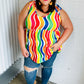 Multicolor Wavy Stripe Shoulder Tie Detail Top