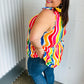 Multicolor Wavy Stripe Shoulder Tie Detail Top