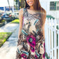 Summer Days Brown & Rose Abstract Animal Print Korean Silk Dress