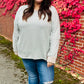 Spread Joy Grey & Ivory Striped Oversized Top