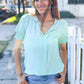 Elegant You Lilac Notched Neck Smocked Short Sleeve Blouse