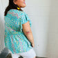 Turquoise Floral Stripe Babydoll Top