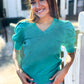 Be Bold Solid Emerald Shirred Puff Sleeve Sweater Top