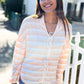 Embrace Joy Beige & Ivory Collar Stripe Bow Tie Terry Top