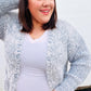 Leading Lady Slate Blue Two Tone Fuzzy Soft Brushed Cardigan