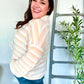 Embrace Joy Beige & Ivory Collar Stripe Bow Tie Terry Top