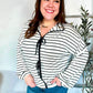 Embrace Joy Black & White Collared Stripe Ribbon Bow Tie Top