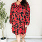 Boldly You Rust & Black Floral Print Front Tie Dress