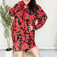 Boldly You Rust & Black Floral Print Front Tie Dress
