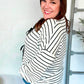 Embrace Joy Black & White Collared Stripe Ribbon Bow Tie Top