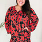 Boldly You Rust & Black Floral Print Front Tie Dress