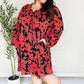 Boldly You Rust & Black Floral Print Front Tie Dress