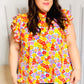 Flower Power Ivory & Red Floral Mock Neck Flutter Sleeve Top
