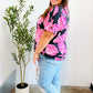 Tropical Vibes Black & Hot Pink Floral V Neck Top