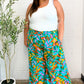 Summer Vibes Green & Orange Abstract Print Smocked Palazzo Pants