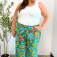 Summer Vibes Green & Orange Abstract Print Smocked Palazzo Pants