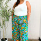 Summer Vibes Green & Orange Abstract Print Smocked Palazzo Pants