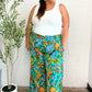 Summer Vibes Green & Orange Abstract Print Smocked Palazzo Pants