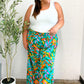 Summer Vibes Green & Orange Abstract Print Smocked Palazzo Pants