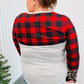 All Of Me Grey & Red Plaid Animal Print Pocketed Top