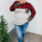 All Of Me Grey & Red Plaid Animal Print Pocketed Top