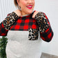 All Of Me Grey & Red Plaid Animal Print Pocketed Top